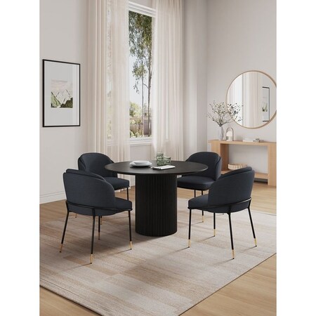 Manhattan Comfort Round Dining Set of 5, 47.24 in L, American Solid Ash Wood, Black 4-DT03DC052-BK